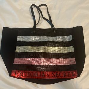 Never used Victoria’s Secret sequin tote bag black and multicolored sequins